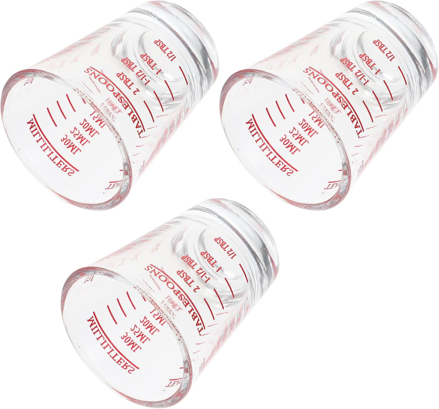 Tofficu Glass Measuring Cups with Scale 30ml Small Marked Coffee and Milk Beaker Set 3 Pieces Household Bakery Supplies for Kitchen Use