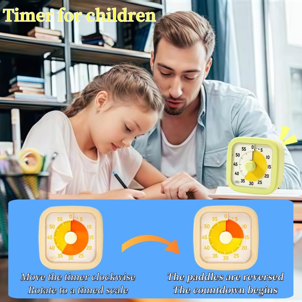 Visual Timer for Kids Timer Home - 60 Minute Kids Visual Timer for Classroom Home Office, Countdown Clock for Teaching Work Meeting, Pomodoro Timer for Time Management (Avocado Green)