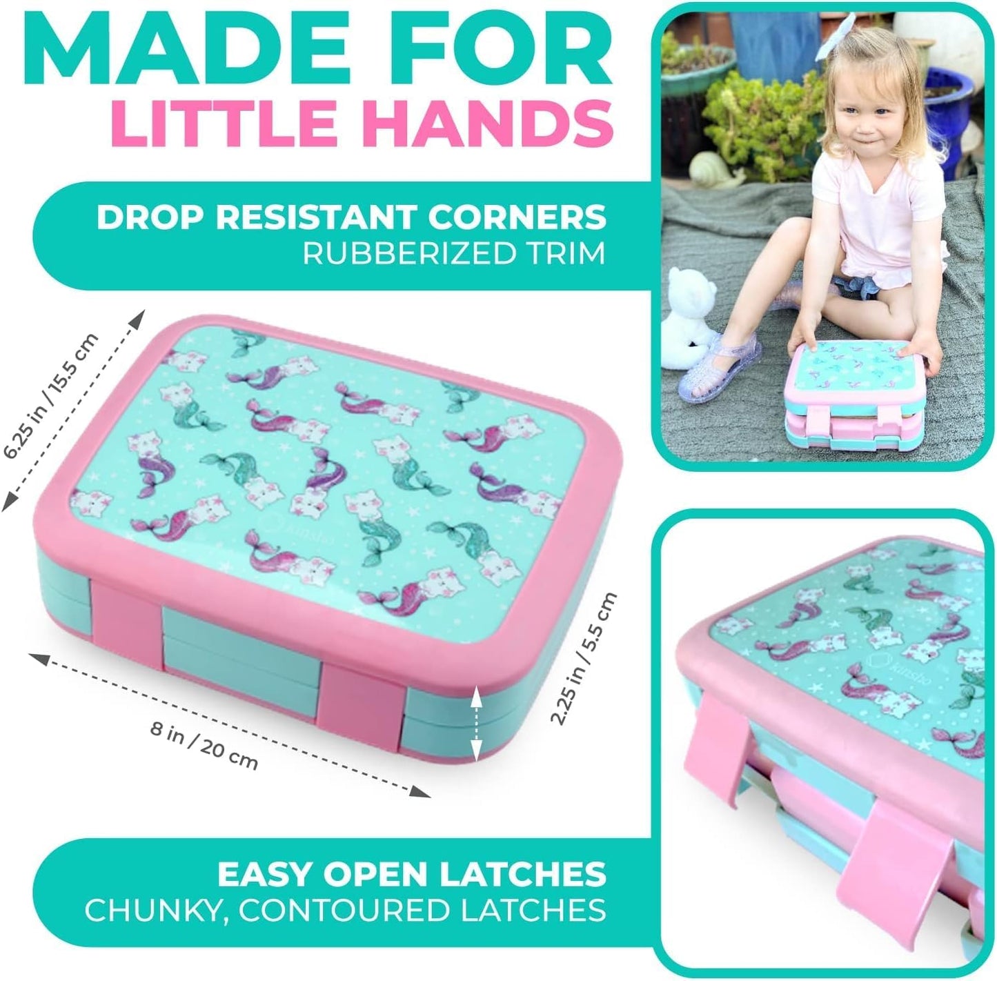 Bento Box with Stainless Steel Thermo, Insulated Lunch Bag, Ice Pack Set for Kids - 5 Compartments, Lunches or Snack Container for Girls, Toddlers Daycare Pre-School, Kindergarten Purple Unicorn