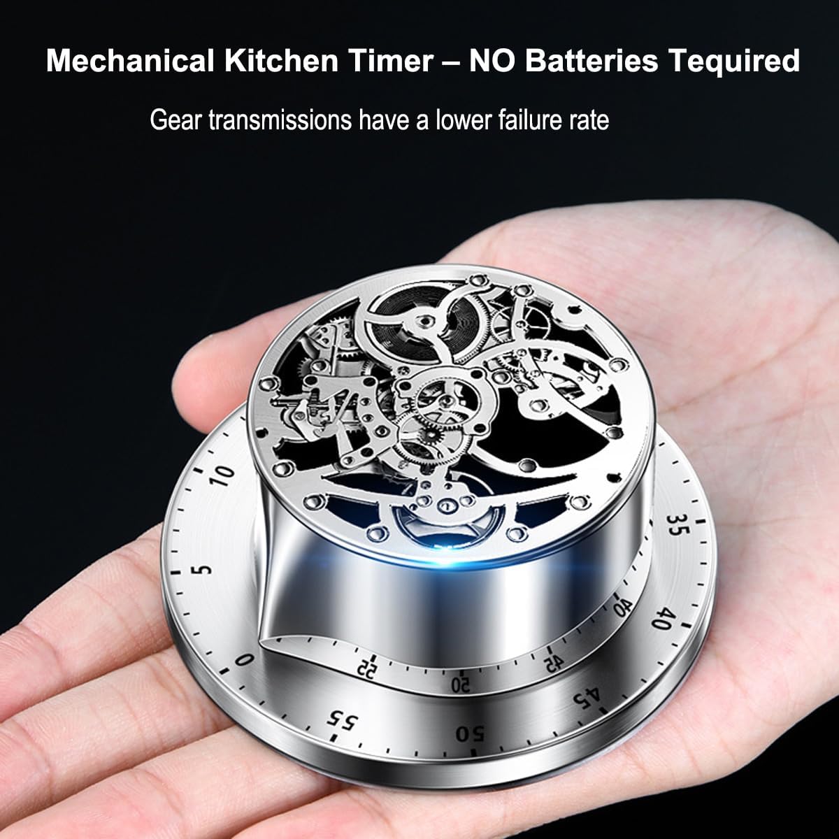Mechanical Kitchen Timer Countdown Magnetic Stainless Steel for Egg Cooking