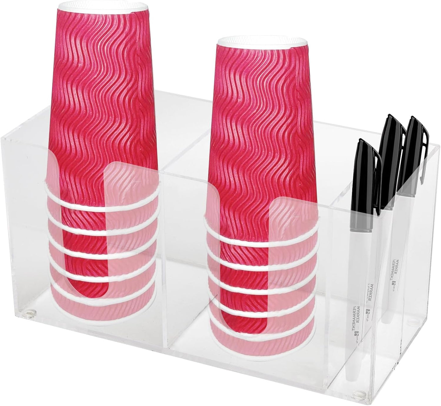 YeeBeny Cup Holder with Marker Slot, Acrylic Party Cup Organizer Storage Party Cup Dispenser Cup Mark Your Cup, Single Cup Dispenser, Disposable Cup Dispenser, Perfect for Any Occasion