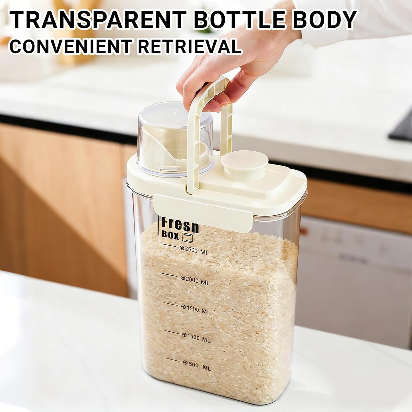 Air Tight Cereal Container Organizer-2PC 98.5oz Food Storage Container with Outlet Measuring Cup Lid, Ideal for Dry Food, Rice, Sugar, Pet Food dispenser - BPA free（Green）