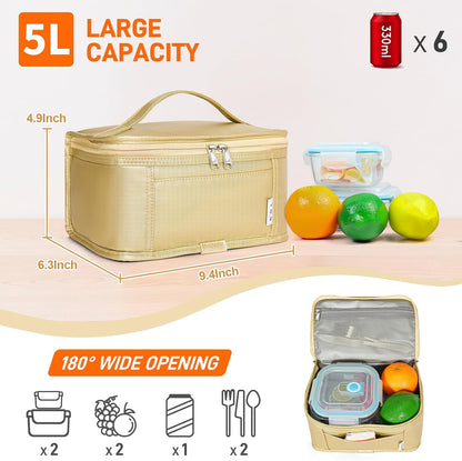 NOL Mini Insulated Lunch Bag for Women Men Kids | Small Leakproof Reusable Lunch Tote | Fits 6 Cans 330ml | Thermal Cooler for Work School Picnic Camping, Navy blue