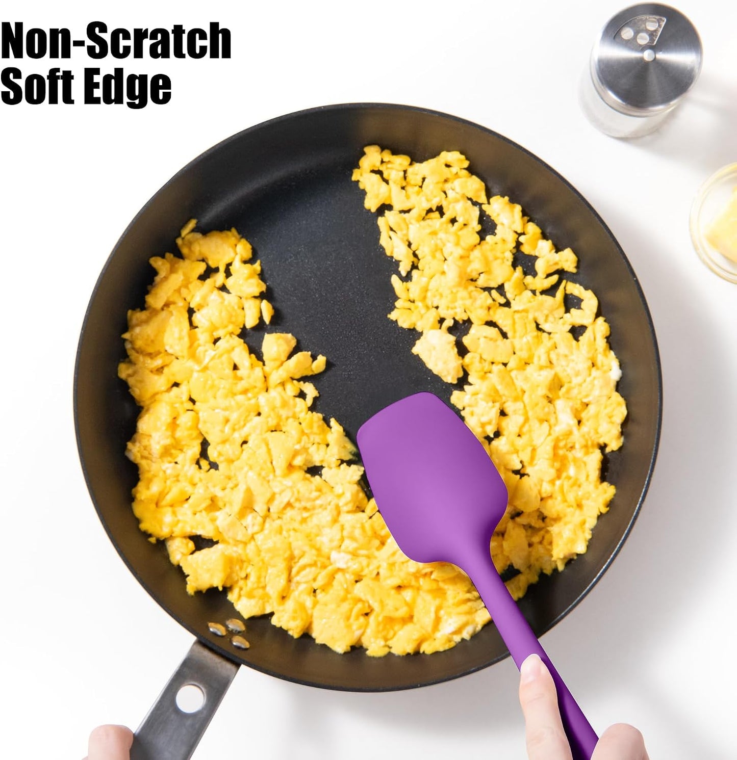 Heat Resistant Silicone Spoon Spatulas, Doosu 600°F High Temp Flexible Cooking Spoons Kitchen Spoonula Scratch-Proof for Mixing Stirring Scraping Serving Non-Stick Cookware (Set of 3, Multi-4)