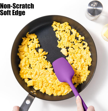 Heat Resistant Silicone Spoon Spatulas, Doosu 600°F High Temp Flexible Cooking Spoons Kitchen Spoonula Scratch-Proof for Mixing Stirring Scraping Serving Non-Stick Cookware (Set of 3, Multi-4)