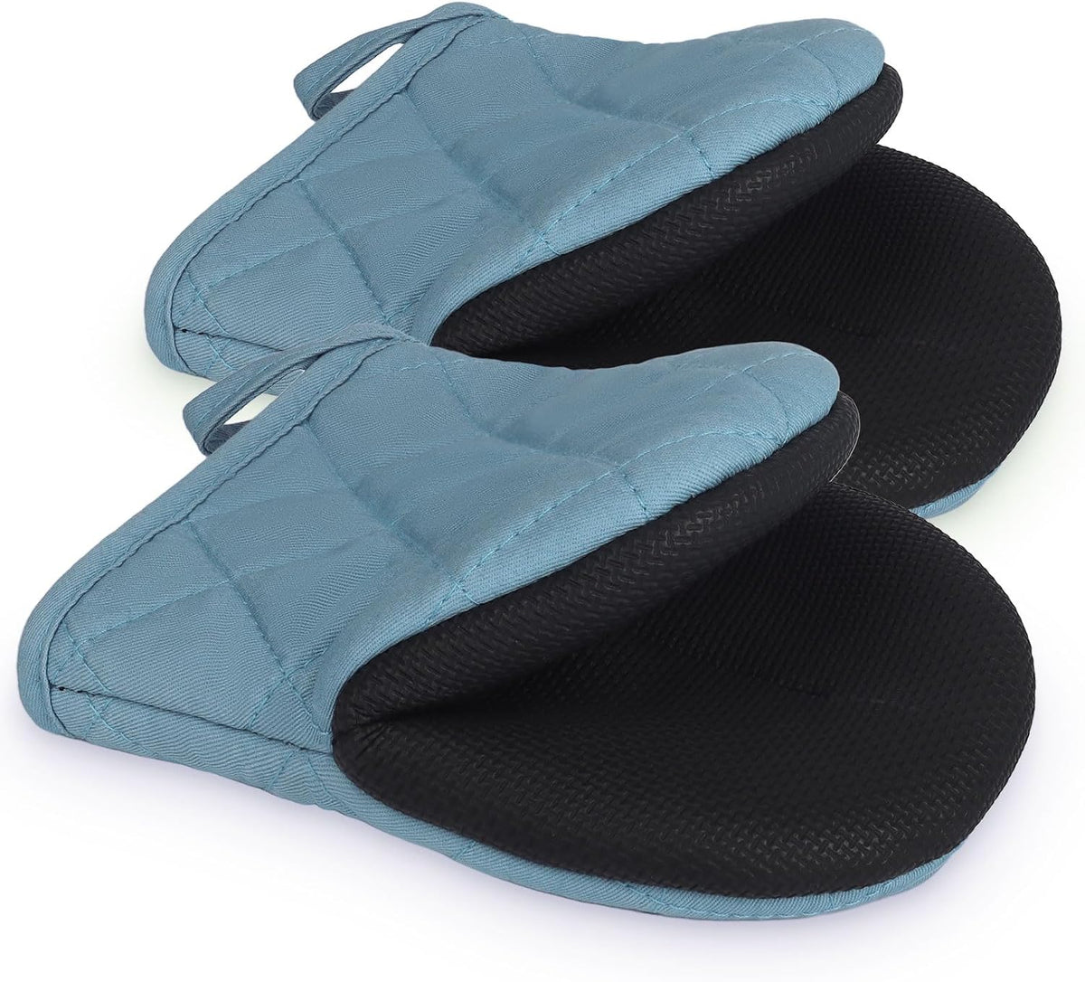 Goldmeet Mini Oven Mitts 2-Pack, 7"x5.5", 500°F Silicone Grip, Gray