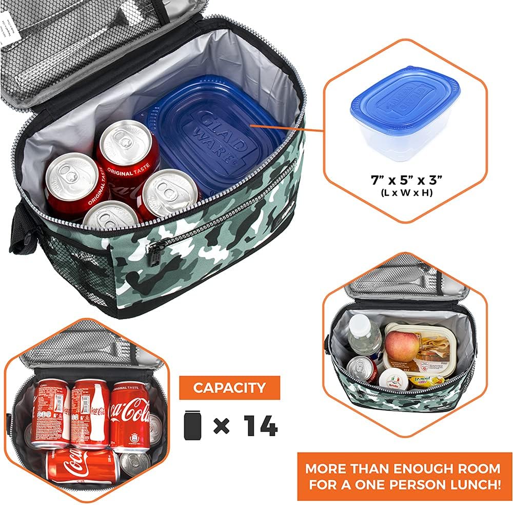 opux Insulated Lunch Box Men Women, Lunch Bag for Work School, Leakproof Soft Cooler Tote Adult, Large Lunch Pail Kids Boys Girls, Picnic Beach Food Bag with Shoulder Strap, Purple Floral