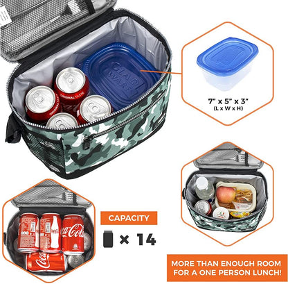 opux Insulated Lunch Box Men Women, Lunch Bag for Work School, Leakproof Soft Cooler Tote Adult, Large Lunch Pail Kids Boys Girls, Picnic Beach Food Bag with Shoulder Strap, Purple Floral