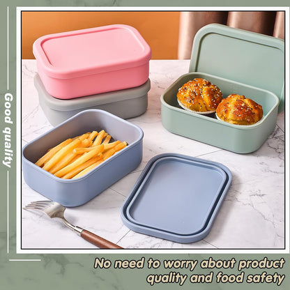 Layhit 4 Pcs Silicone Bento Box Lunch Box for Adult, 23.7 oz Reusable Sandwich Containers Food Storage with Lids Airtight for Lunch Meals Snacks, Dishwasher Freezer Safe (Matte Multicolor)