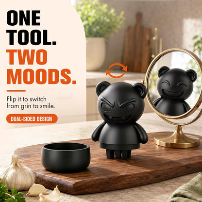 Demon Bear Garlic Crusher, Goth Halloween Rotary Mincer for 1-3 Cloves