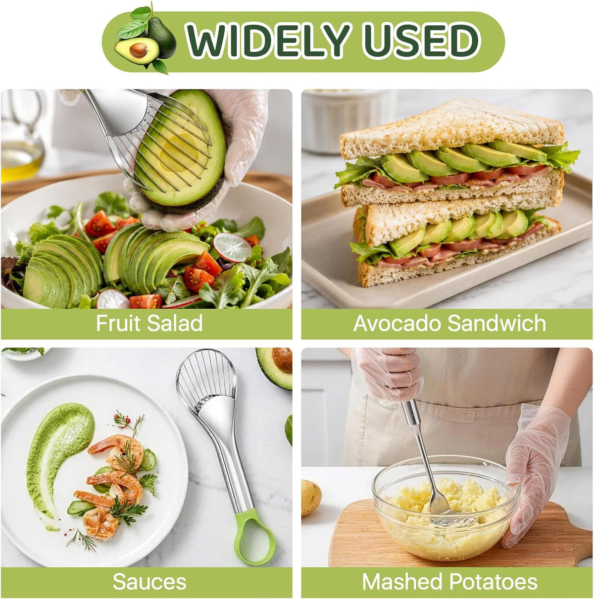 102 Pcs 3-in-1 Avocado Slicer Tool & Masher, Disposable Clear Gloves