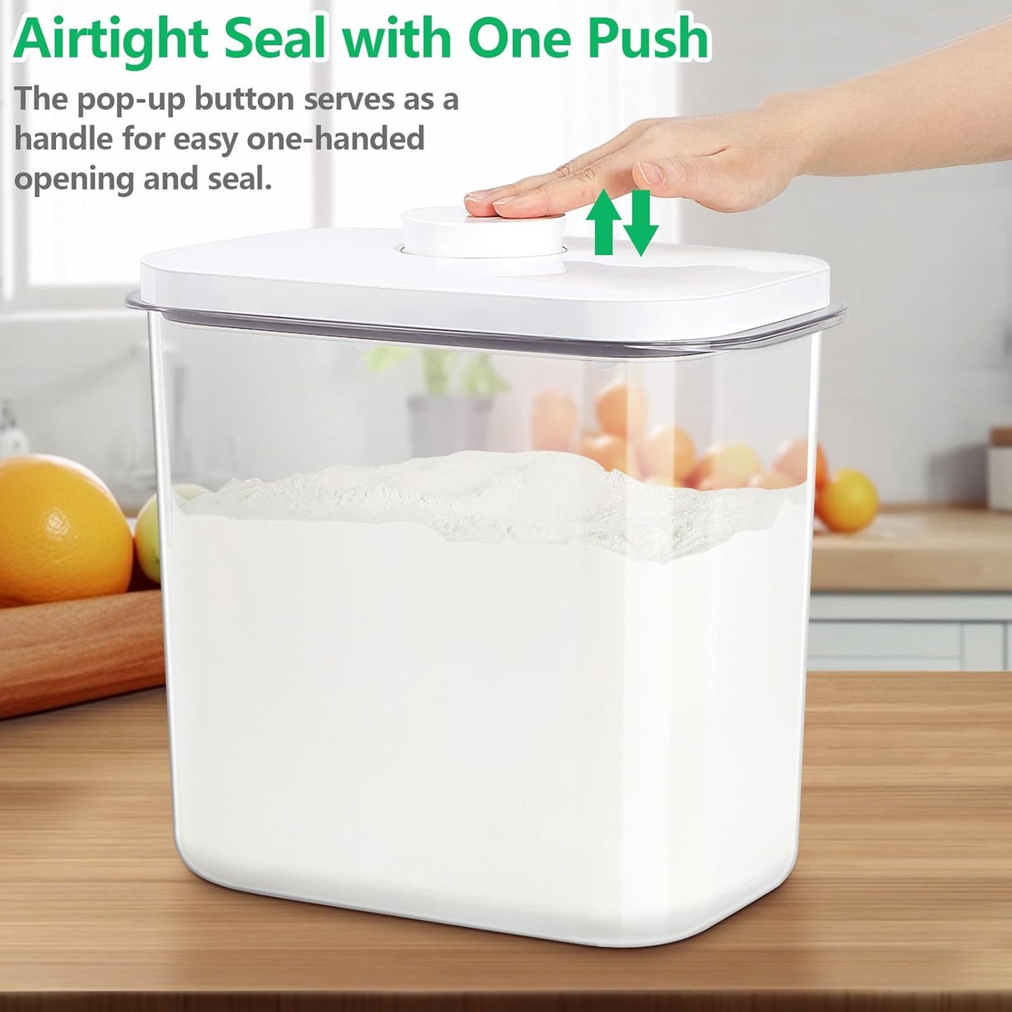 TBMAXS Rice Flour Storage Container - 6.5 Qt | 12 Lbs Crystal-Clear Plastic Food Storage Container Bin with Flip-up Lid, Dry Food Holder for Kitchen Pantry Organization and Storage