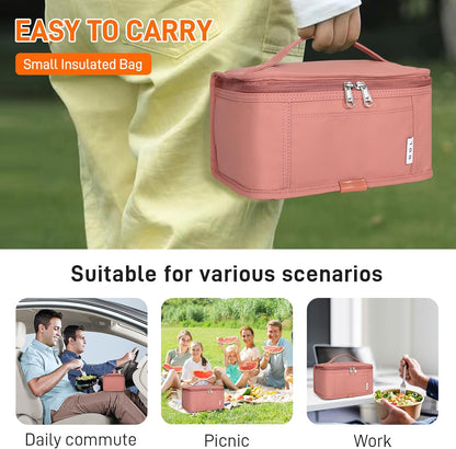 NOL Mini Insulated Lunch Bag for Women Men Kids | Small Leakproof Reusable Lunch Tote | Fits 6 Cans 330ml | Thermal Cooler for Work School Picnic Camping, Navy blue