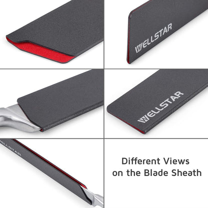 WELLSTAR Knife Edge Guards 8 Inch, Universal Blade Covers, BPA Free ABS Protective Blade Sheaths, Non-Scratch Felt Lining Kitchen Knives Covers (Knives not included)