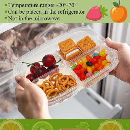 Chunful 36 Pcs 3 Compartment Transparent Snack Containers with Lids Disposable Bento Box Plastic Food Meal Prep Containers for Condiment Salad Dipping School Work Lunch