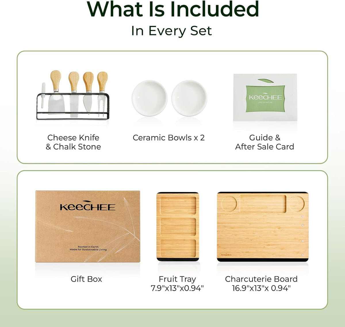 keechee Charcuterie Boards Set, Large Bamboo Cheese Board Set with Chalkboard Edge & Forks Set - Ideal for Housewarming Gift, Weddings, Bridal Showers, and Unique Gifts for Womem