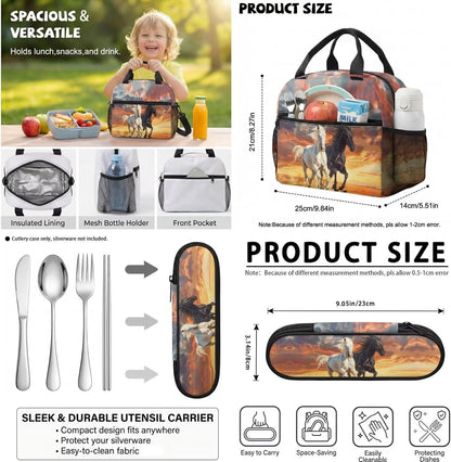 Highland Cow Backpack with Lunch Box Set for Kids Sunflower School Backpack for Girls Boys Back to School Bag Student Travel Backpacks Reusable Utensils Pen Case Water Bottle Bag 5PCS