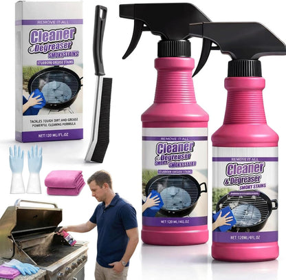 4 Fl oz Fast-Acting Heavy-Duty Grill Degreaser Spray, BBQ Cleaner for Grates and Smoker, Advanced Grease Dissolver and Stain Remover for Outdoor Cooking Equipment (3pcs)