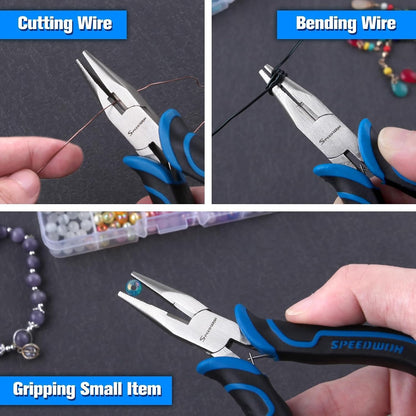 SPEEDWOX Long Reach Bent Needle Nose Pliers With Smooth Jaw Angled Needle Nose Pliers For Jewelry Making Fish Bone Pliers Tweezers Bent Chain Nose Pliers For Wire Bending And Small Object Gripping
