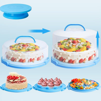 Bundt Cake Carrier, 13.5"Red Cake Carrier with Lid Handle Turntable and Cupcake Holder, Portable Cake Transport Container, Perfect Gifts for Transporting Cakes, Pies, Cupcakes, Nuts, Fruits