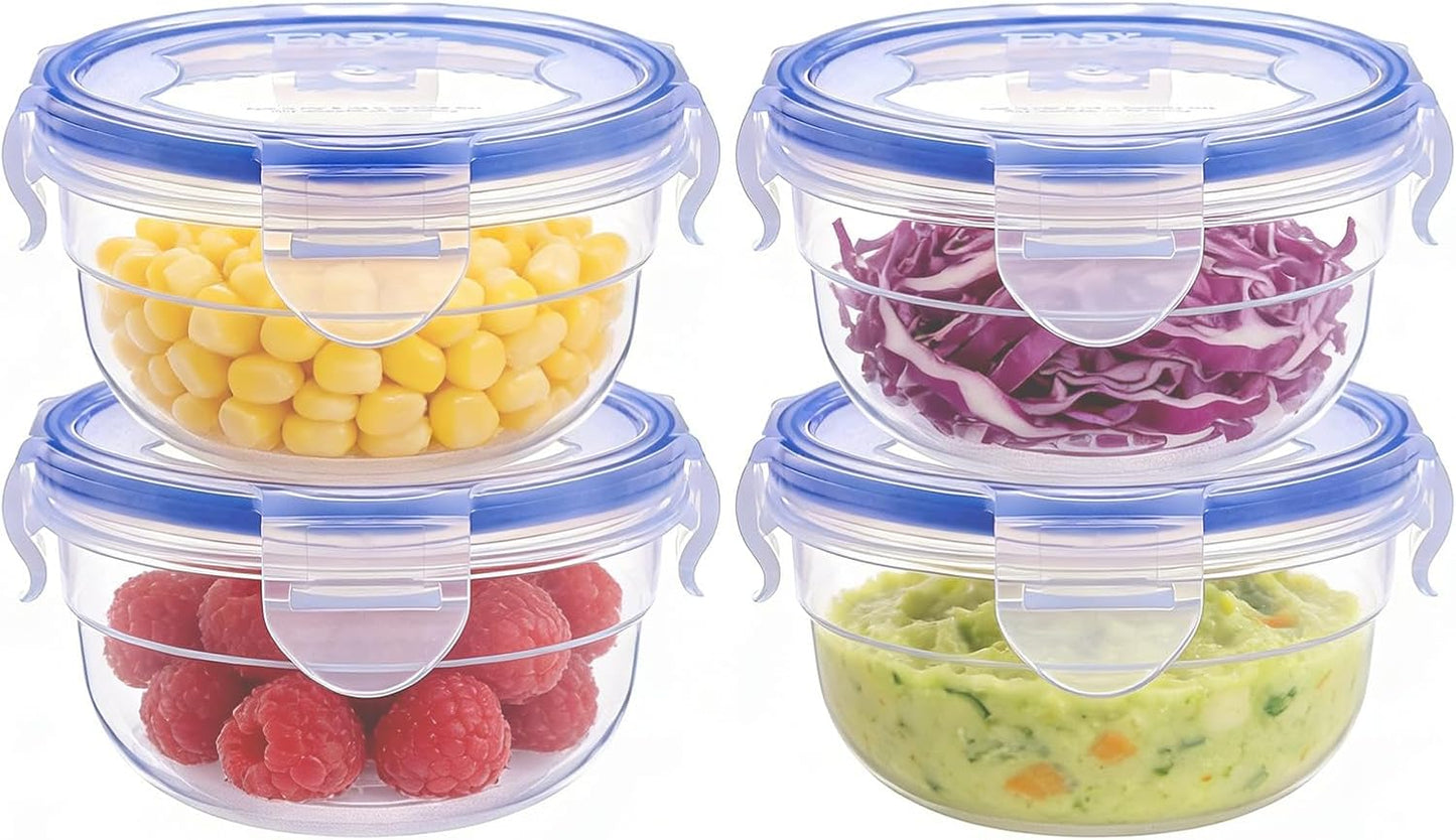 KIGI Airtight Reusable Meal Prep Containers, Leak-Proof & Stackable, 4-Sided Locking Lids, Ideal for Food Storage, Lunch & Leftovers, Microwave, Freezer & Dishwasher Safe, 39 oz, 4.8 Cup, 12 Piece Set