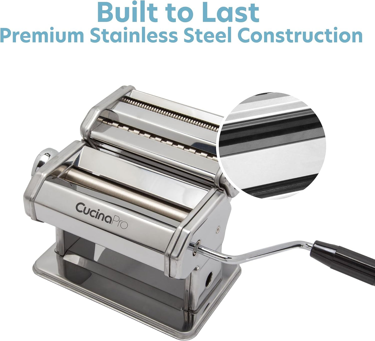 Pasta Maker Deluxe Set- Stainless Steel, 3 Interchangeable Attachments
