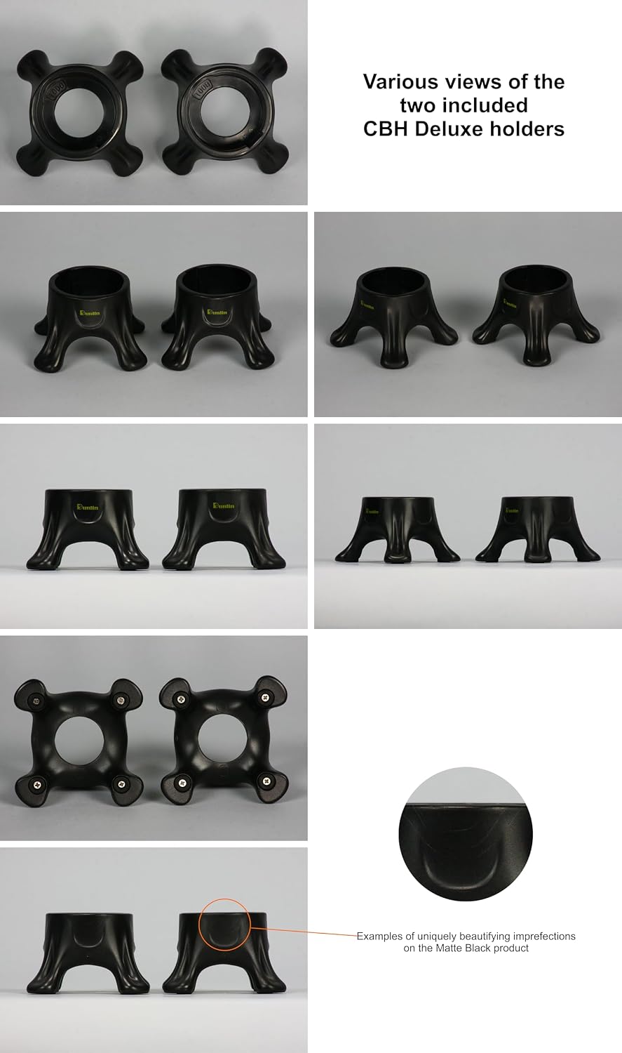Dunlin - Condiment Bottle Holder (CBH) Deluxe - 1 Small (CBH 500) and 1 Large (CBH 1000), Matte Black - Upside Down Bottle Emptying Holders