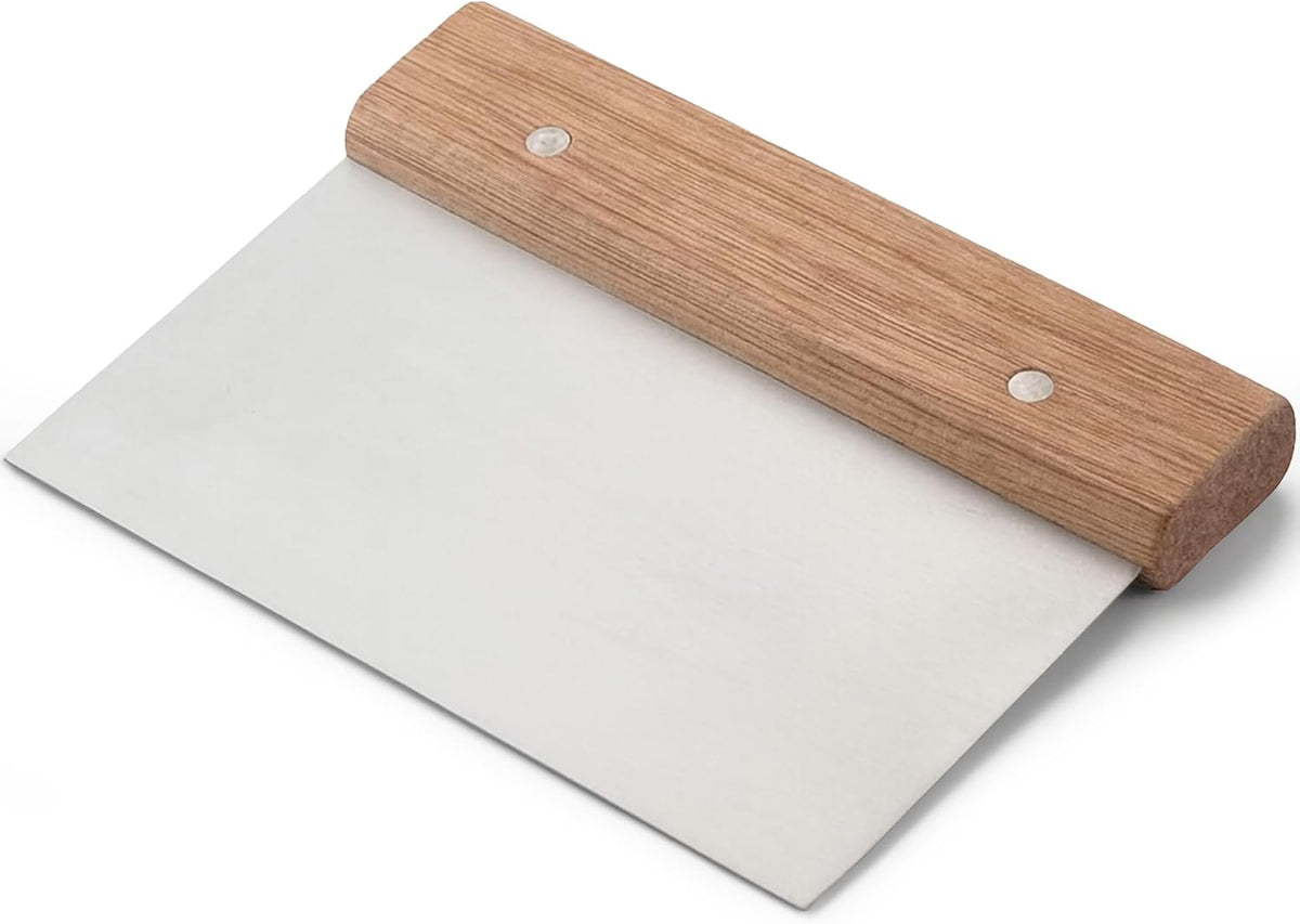 Winco Stainless Steel Dough Scraper with Wood Handle
