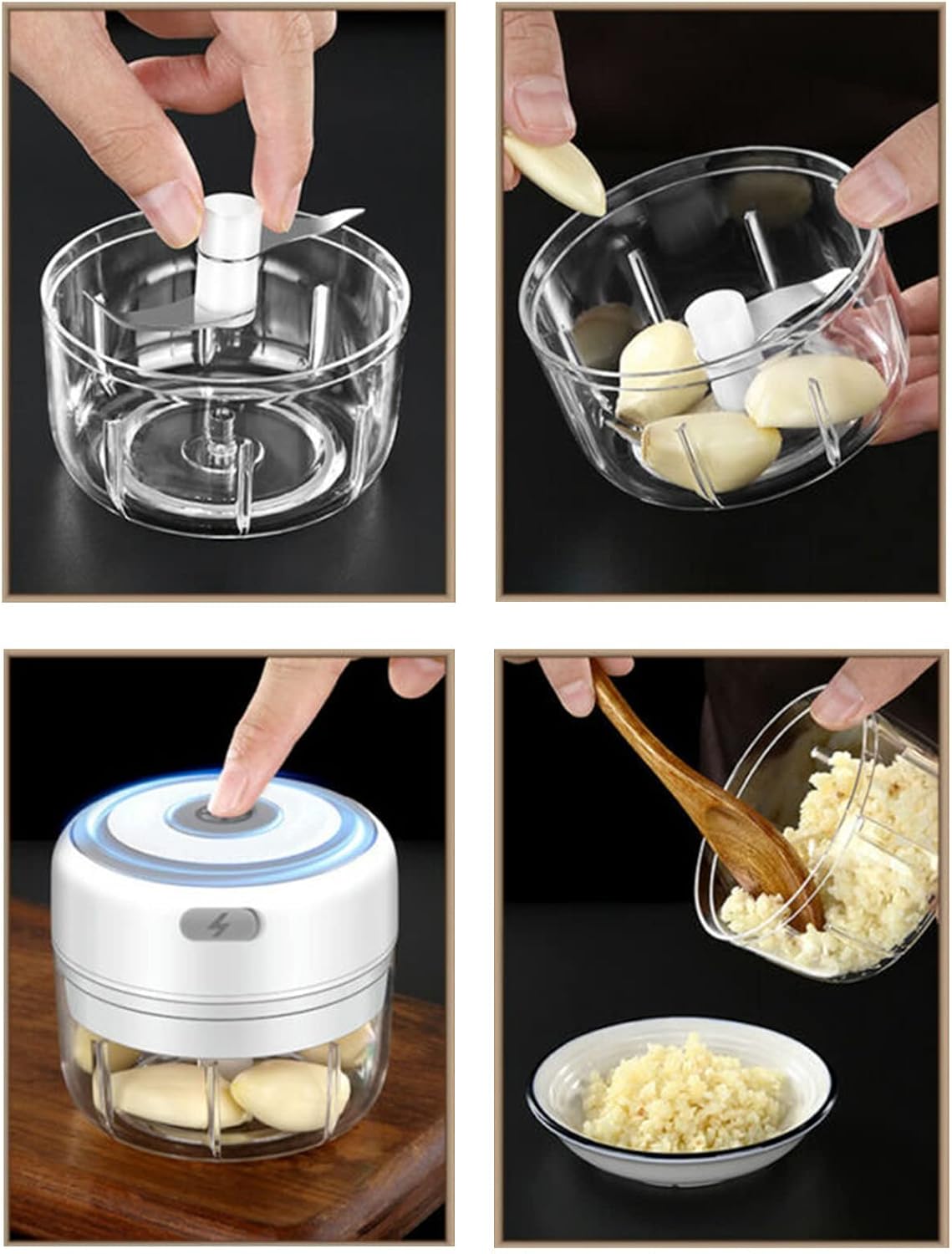 Electric Mini Garlic Mincer, 100ML USB Vegetable Onion Chopper