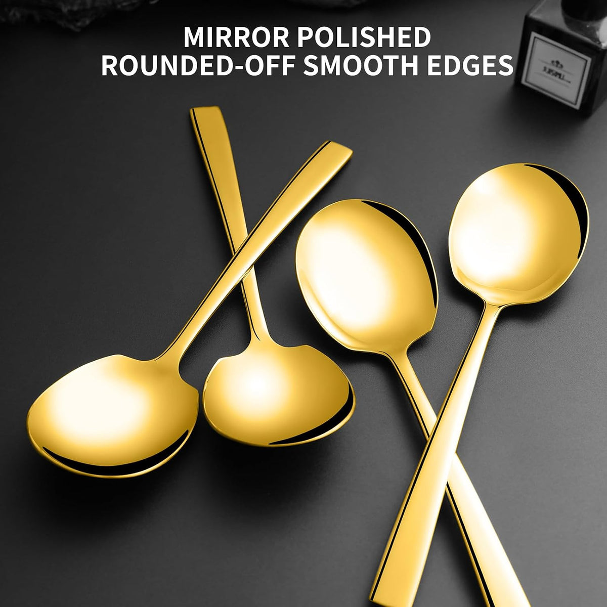 4 Piece Serving Spoons Set,9.2-Inch Includes 2 Large, 2 Slotted