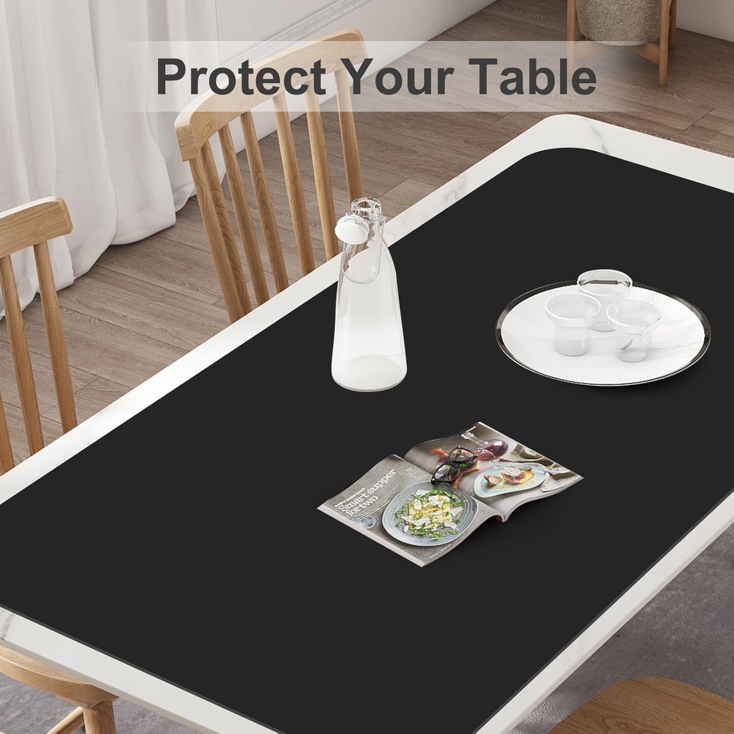 Silicone Mats for Kitchen Counter, Treerit 47.24"x 23.62" Extra Large Silicone Mat, Non-slip Heat Resistant Kitchen Counter Mat, Quartz Countertop Protector, Shipped Rolled Up, No Creases, Gray