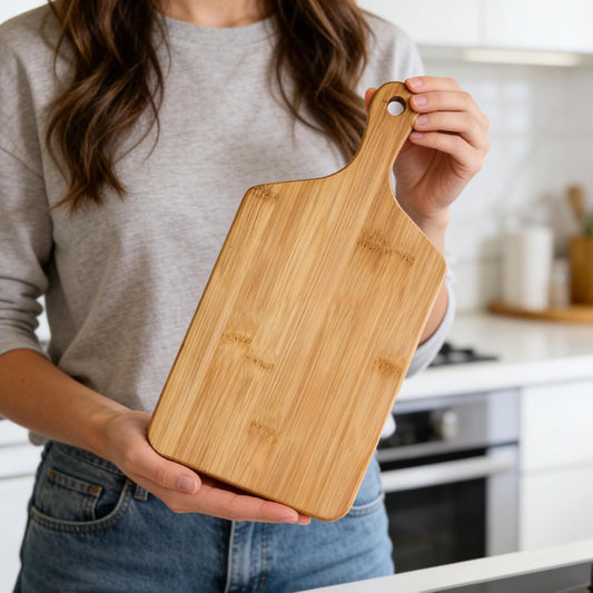 Small Bamboo Cutting Board with Handle, 13x6.5Inch Charcuterie Serving Tray