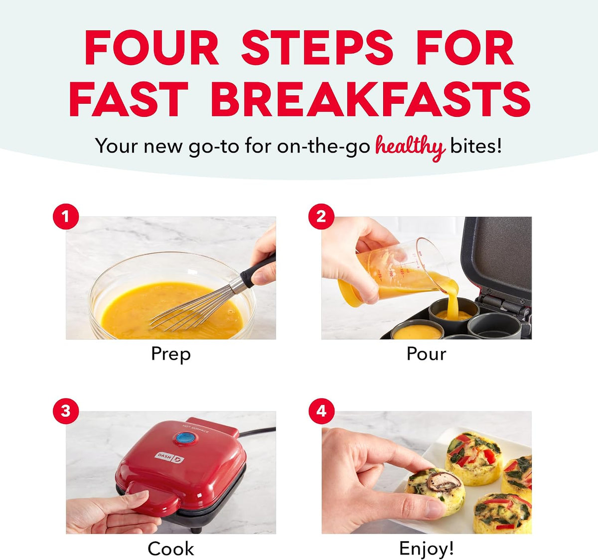 Dash Deluxe Egg Bite Maker - Electric Egg Bite Maker for Healthy Protein Snacks - Quick Cleanup, Space-Saving Design & Non-Slip Feet - 4 Servings, Aqua