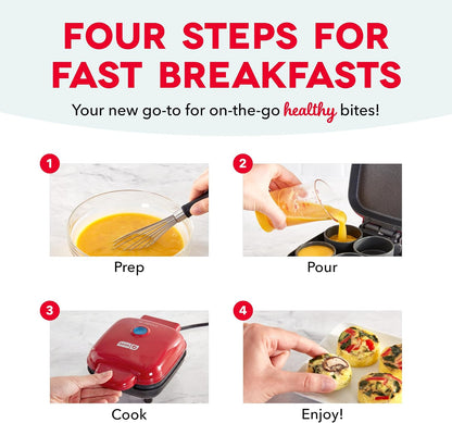 Dash Deluxe Egg Bite Maker - Electric Egg Bite Maker for Healthy Protein Snacks - Quick Cleanup, Space-Saving Design & Non-Slip Feet - 4 Servings, Aqua