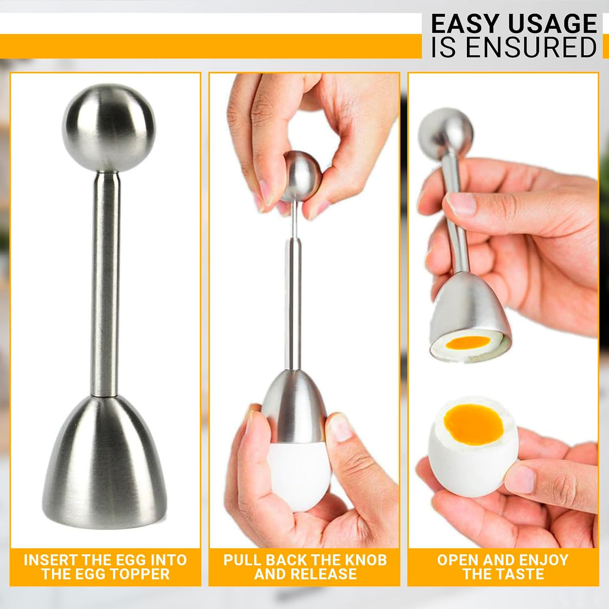 Soft Boiled Egg Holder Cups with Spoons, 2 Pcs Each, Stainless Steel