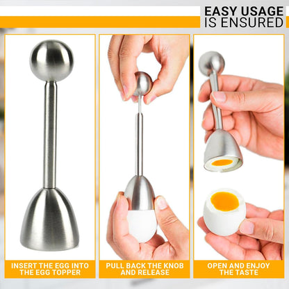 Soft Boiled Egg Holder Cups with Spoons, 2 Pcs Each, Stainless Steel