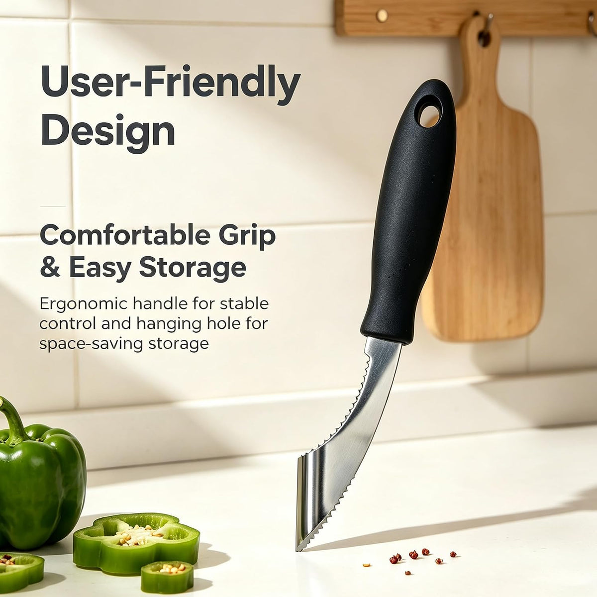 Pepper Core Extractor, 8.27"x1" Seed Digger with Serrated Edge