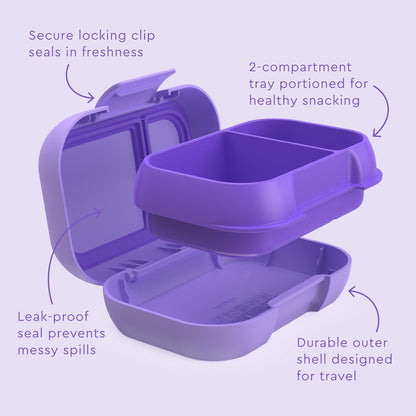 Bentgo Kids Snack - 2 Compartment Leak-Proof Bento Box Container for Snacks and Small Meals, Easy-Open Latch, Dishwasher Safe, BPA-Free for School, Daycare, & Sports - Ideal for Ages 3+ (Gray)
