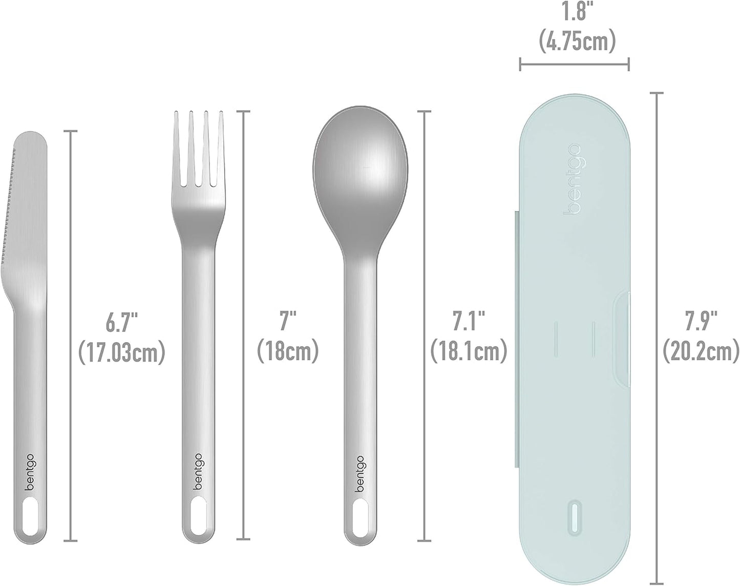 Bentgo Stainless Travel Utensil Set - Reusable 3-Piece Silverware Set with Carrying Case, High-Grade Premium Steel, BPA-Free Case, Eco-Friendly - Ideal for Travel, Camping, and Office Use (Gray)
