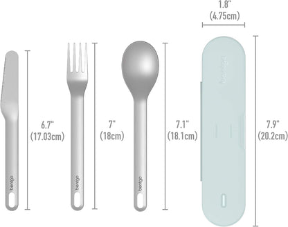 Bentgo Stainless Travel Utensil Set - Reusable 3-Piece Silverware Set with Carrying Case, High-Grade Premium Steel, BPA-Free Case, Eco-Friendly - Ideal for Travel, Camping, and Office Use (Gray)