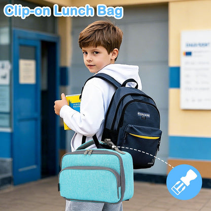 FlowFly Kids Lunch box Insulated Soft Bag Mini Cooler Back to School Thermal Meal Tote Kit for Girls, Boys, Astronaut - Colors B