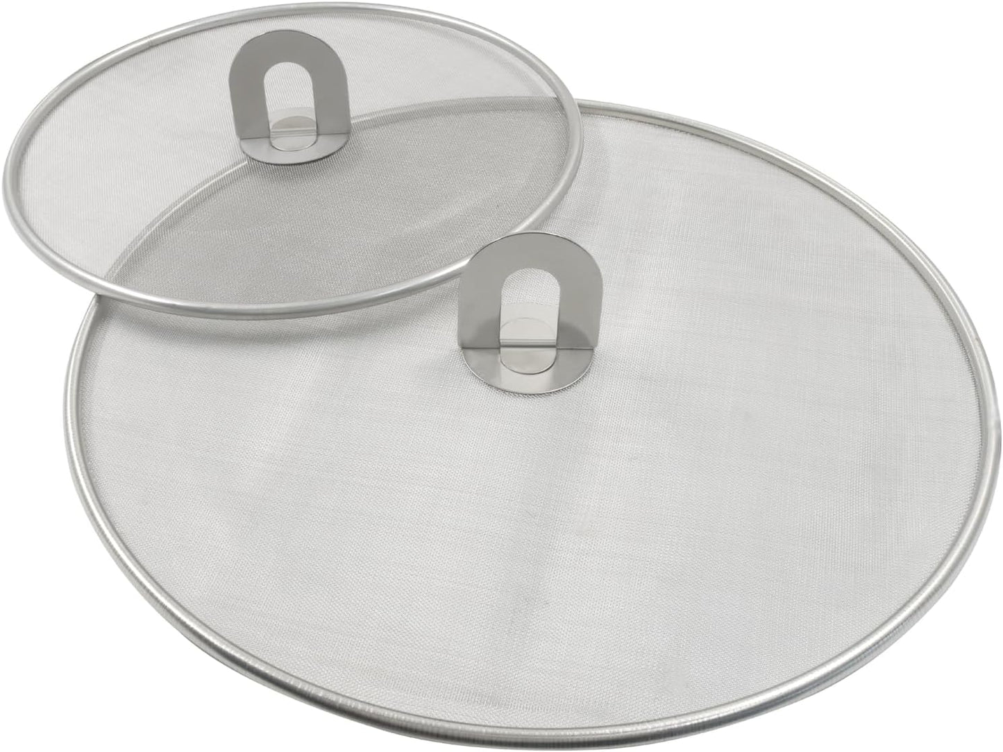 2Pcs 10" & 13" Stainless Steel Splatter Screen Splatter Guard, Ultra Fine Mesh Cooking Protector for Frying Cooking/Kitchen Use