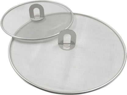 2Pcs 10" & 13" Stainless Steel Splatter Screen Splatter Guard, Ultra Fine Mesh Cooking Protector for Frying Cooking/Kitchen Use