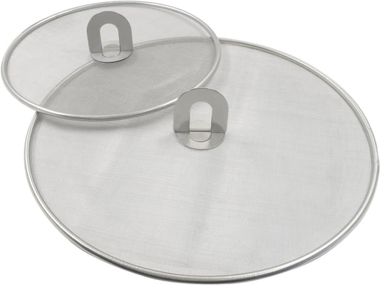 2Pcs 10" & 13" Stainless Steel Splatter Screen Splatter Guard, Ultra Fine Mesh Cooking Protector for Frying Cooking/Kitchen Use
