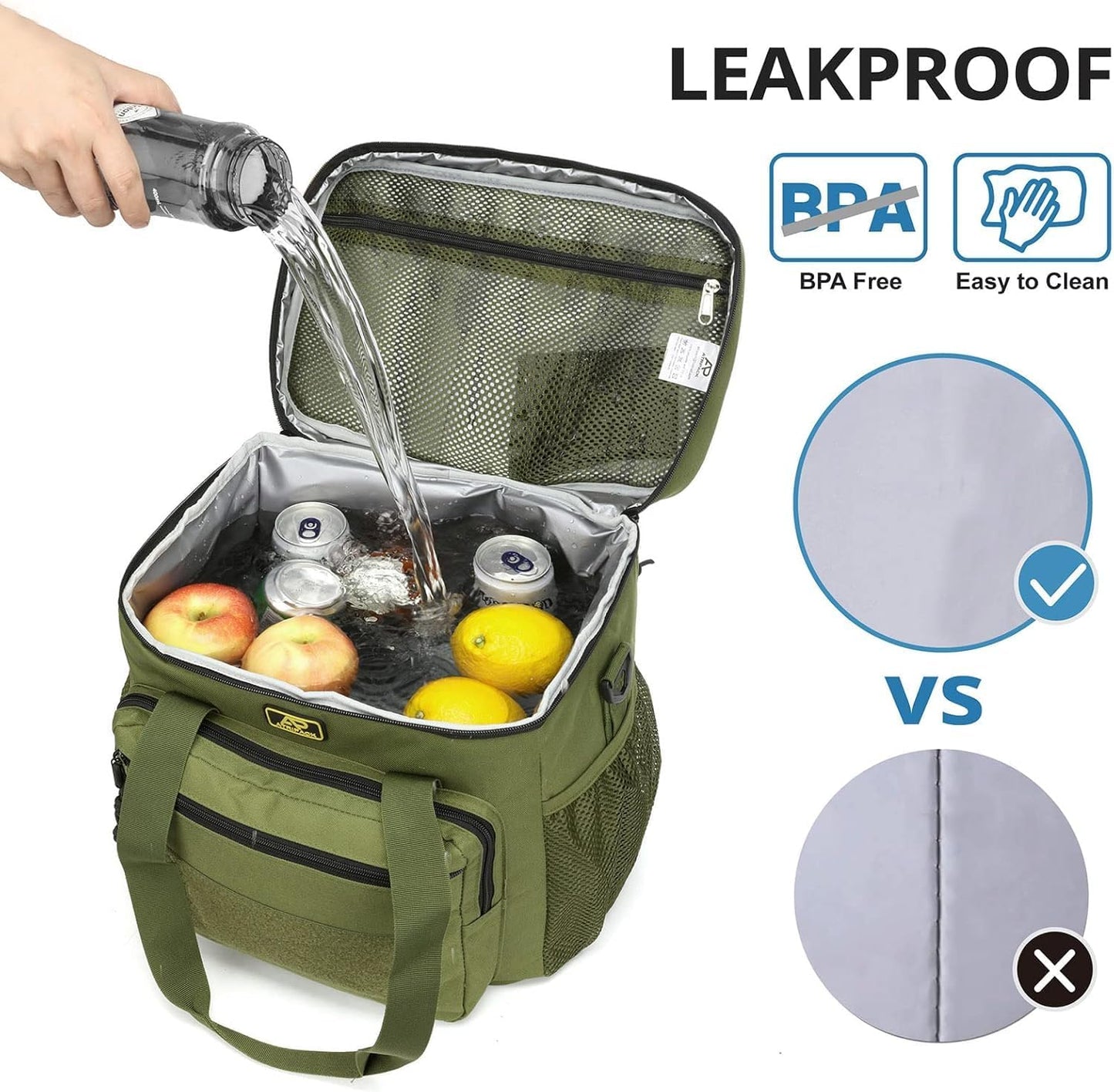 Lunch Box for Men, Tactical Lunch Bag MOLLE Webbing Leakproof Insulated Lunch Cooler Women Adult Meal with Adjustable Shoulder Strap Lunch Pail (Blue)
