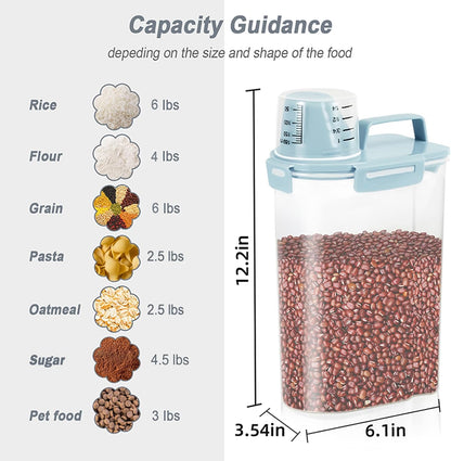 LEAWALK Airtight 10LBS Rice/Cereal/Dry Food Storage Container BPA Free, 5.28Qt Clear Plastic Kitchen and Pantry Organization Bin Suitable for Oats, Flour, Sugar, Pasta, Pet Food, etc (Rose Pink)