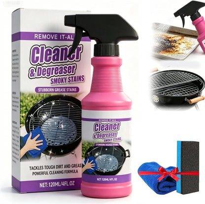 Fast-Acting Heavy-Duty Grill Degreaser Spray, 120ml BBQ Grill Cleaner, 𝐆rill and Smoker Cleaner and Degreaser, 𝐆rill 𝐂leaner for Outdoor Grills, Heavy Duty for Burnt Food & Grease (1 PC)