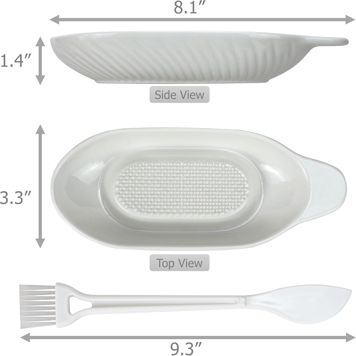 EIKS Ceramic Ginger Grater Plate Grinding Dish, Included Scraper Brushes