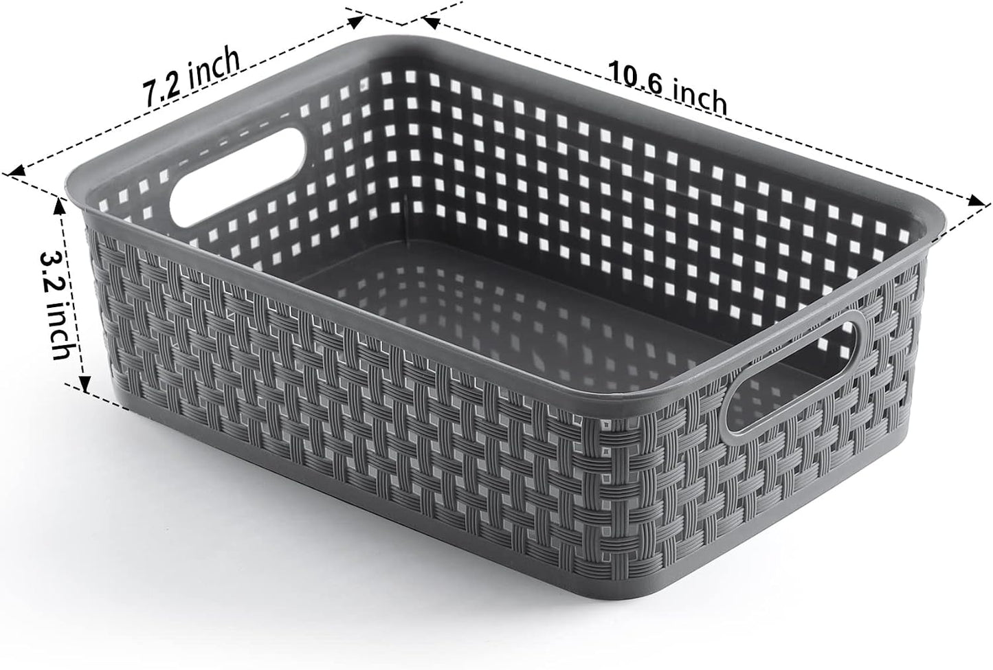 [ 12 Pack ] Plastic Storage Baskets, Small Pantry Organization and Storage Bins, Household Organizers for Laundry Room, Bathrooms, Kitchens, Cabinets, Countertop, Under Sink or Shelves, Black