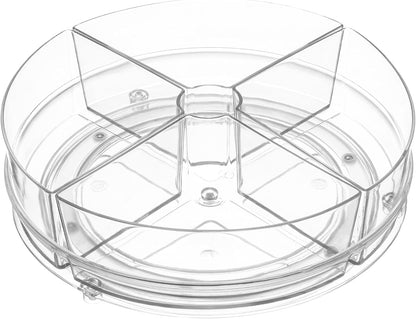 Home Intuition Round Plastic Lazy Susan Turntable Food Storage Container for Kitchen (5 Removable Bin, 2 Pack)